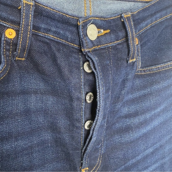 RE/DONE Dark Rinse Stovepipe Raw Hem Denim Jeans - Picture 5 of 6